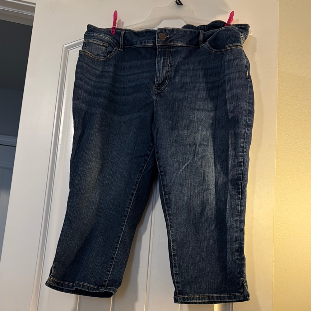 Blue Ankle Cropped Jeans with Stretch